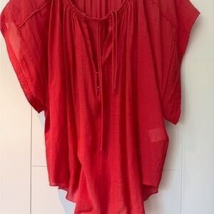 IRO Red Tie-Neck Blouse